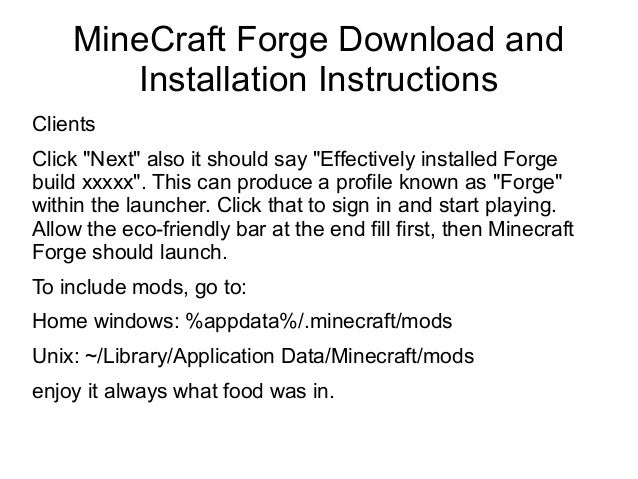 Minecraft forge download and installation instructions