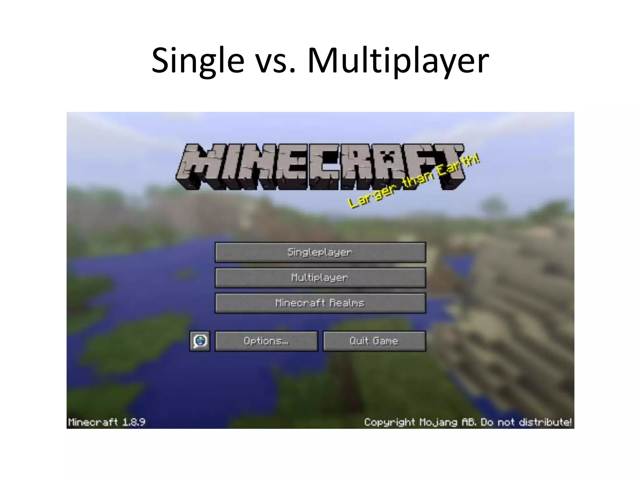 Single vs. Multiplayer
 