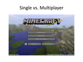 Single vs. Multiplayer
 