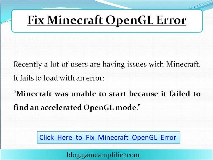 How To Fix Minecraft Opengl Error