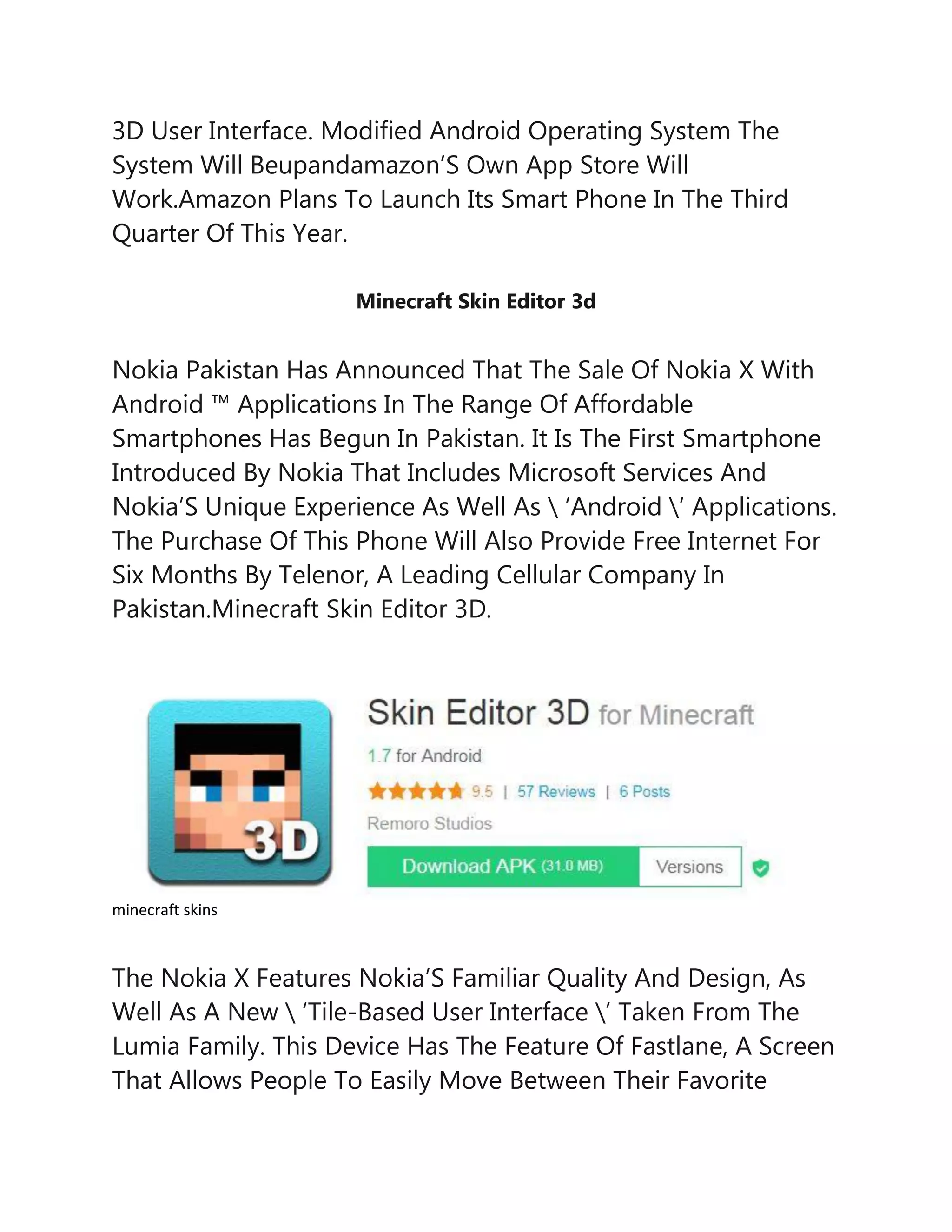 Minecraft skin editor 3d | PDF