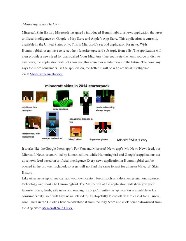 Minecraft skin history in 2019