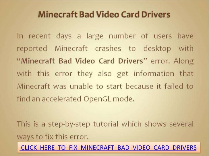 Fix Minecraft Bad Video Card Drivers Fix Minecraft Bad Video Card Drivers
