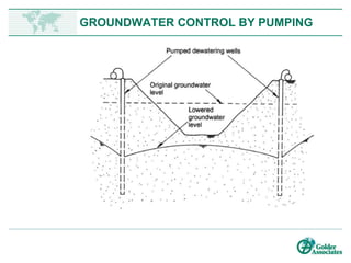 www.preene.com
EXCLUSION TECHNIQUES
• Displacement barriers
– Steel sheet-piles
• Excavated barriers
– Concrete diaphragm walls
– Bored pile walls (secant pile walls and contiguous pile walls)
– Bentonite slurry walls and trenches
• Injected barriers
– Permeation grouting
– Rock grouting
– Jet grouting
– Mix-in-place methods
• Artificial ground freezing
 
