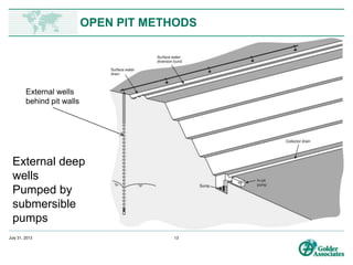 www.preene.com
OPEN PIT METHODS
In-pit pumping
(sump pumping)
 