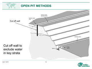 www.preene.com
OPEN PIT METHODS
Horizontal
drains
to depressurise
slopes
 
