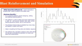Blast Reinforcement and Simulation
➢What does this software do : Used to Simulate a
complete blast based on patterns and d...