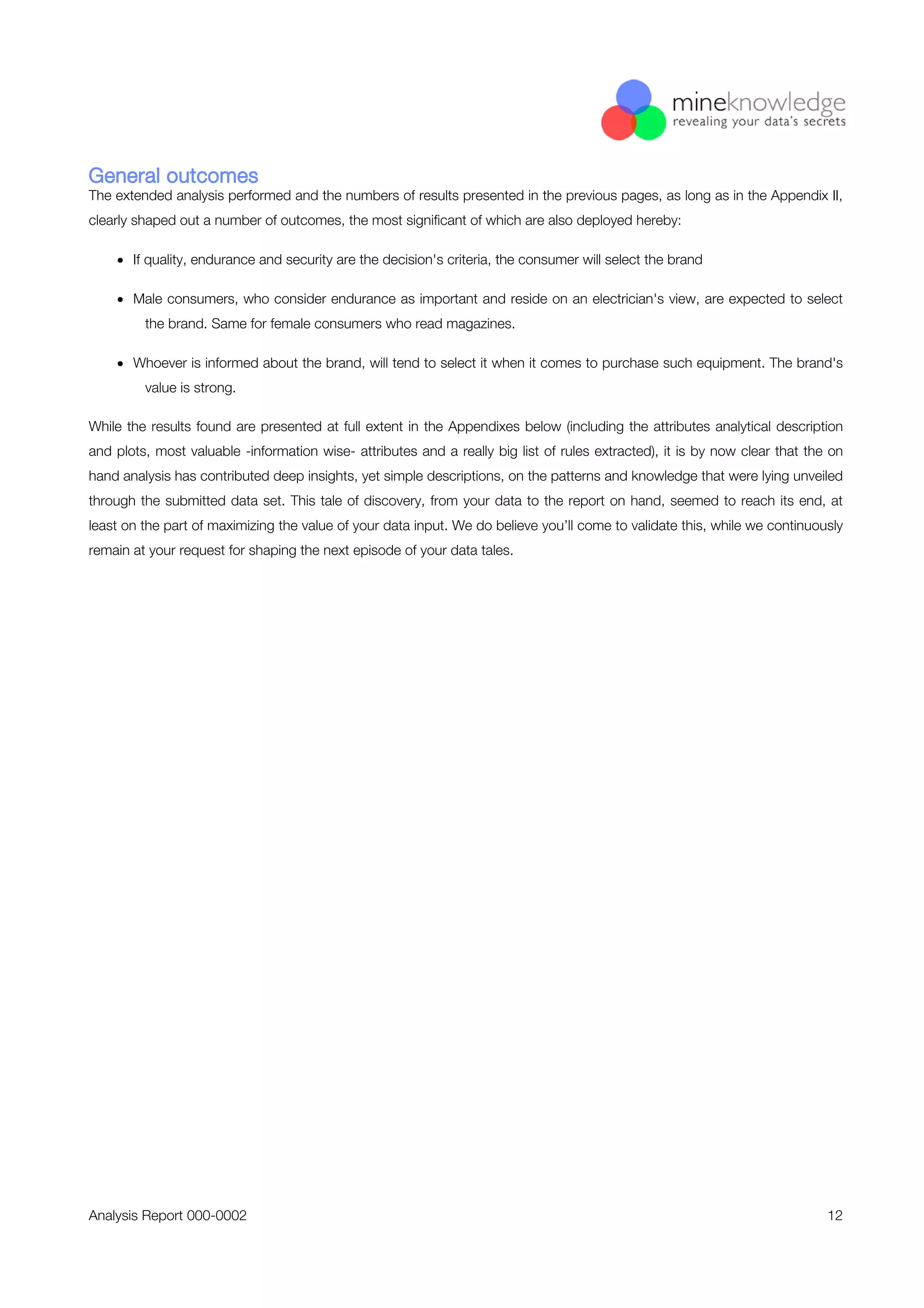 A Mineknowledge case study: Analysis of Purchase Decision Survey, Electrical Switches and Sockets