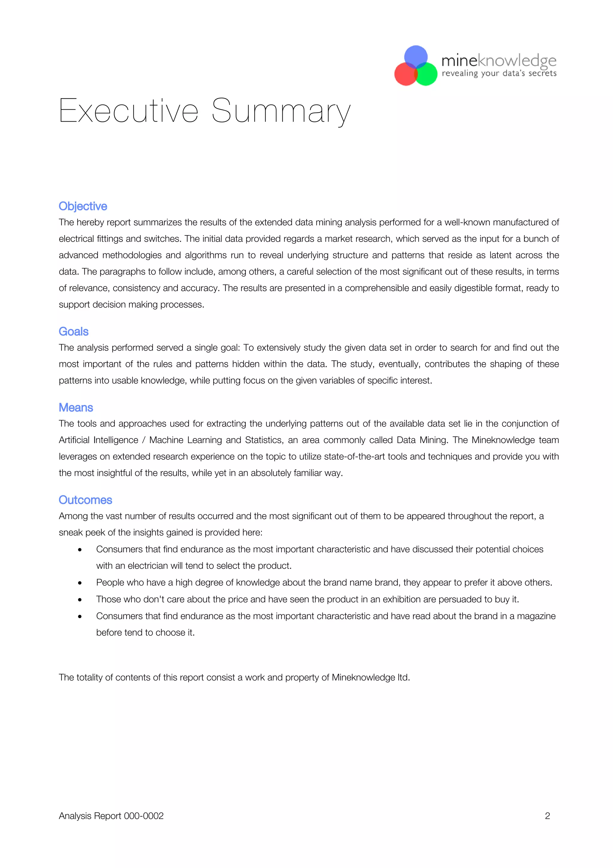 A Mineknowledge case study: Analysis of Purchase Decision Survey, Electrical Switches and Sockets