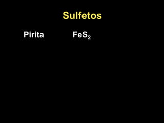 Sulfetos
Pirita FeS2
 