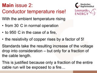 Mineral insulatedcablescouldbe an alternative!Theyconsistexclusively of metals and mineralsCopper conductor,meltingpoint:1083°CMagnesia oxide,meltingpoint:2800°COuter copper sheath,meltingpoint:1083°C