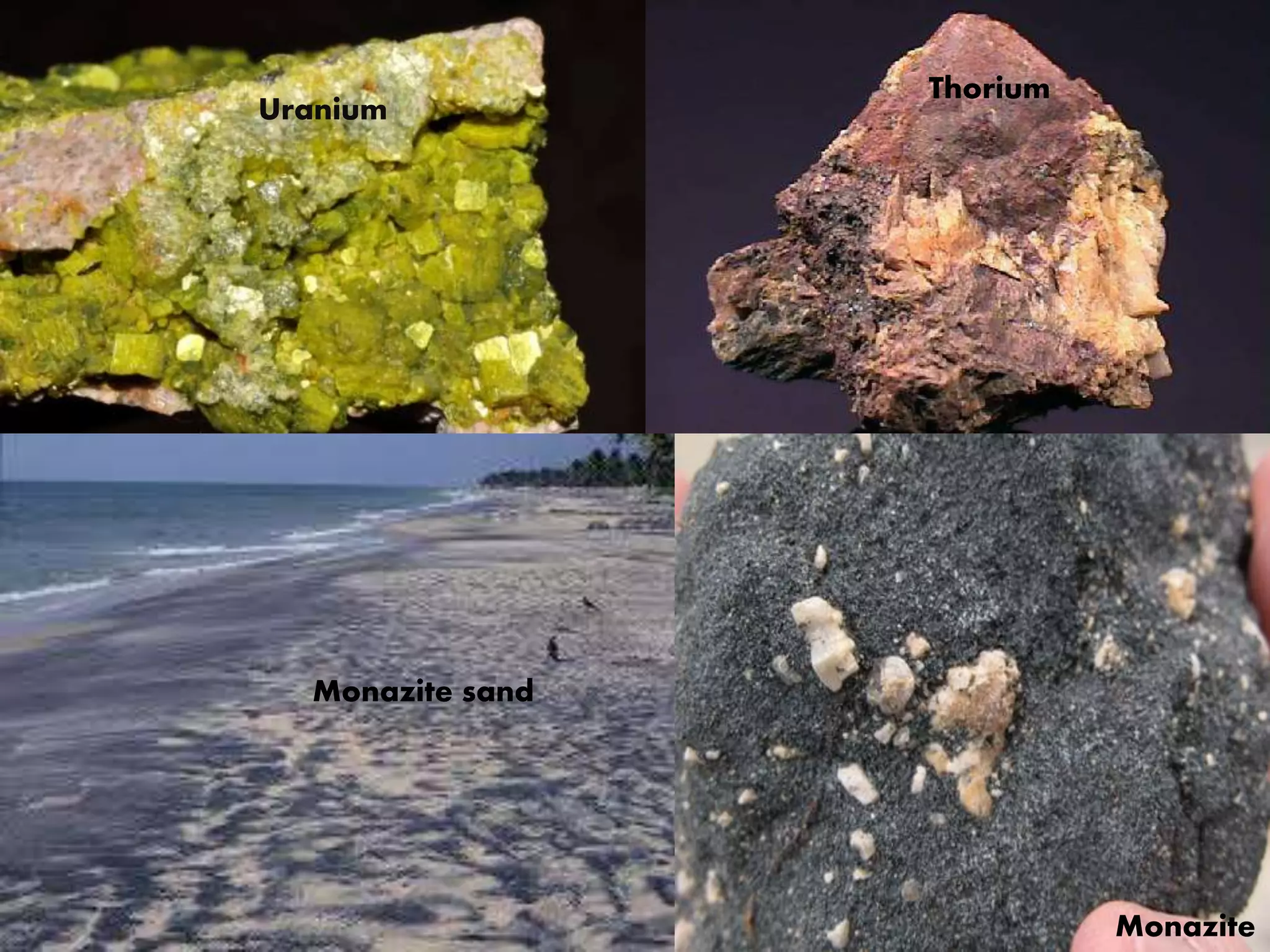 Uranium
Thorium
Monazite sand
Monazite
 