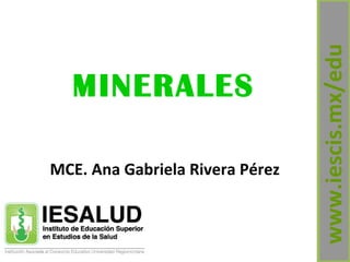 www.iescis.mx/edu
MCE. Ana Gabriela Rivera Pérez
MINERALES
 