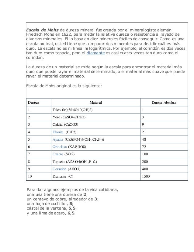 friedrich mohs escala de dureza minerales dureza mohs friedrich mohs escala de dureza minerales dureza mohs