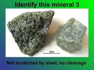 Identify this mineral 3




                  2cm




Not scratched by steel, no cleavage
 