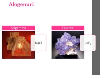 Alogenuri
NaCl
Salgemma
CaF2
Fluorite
 