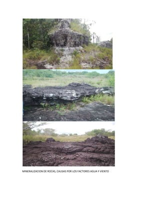 MINERALIZACION DE ROCAS, CAUSAS POR LOS FACTORES AGUA Y VIENTO
