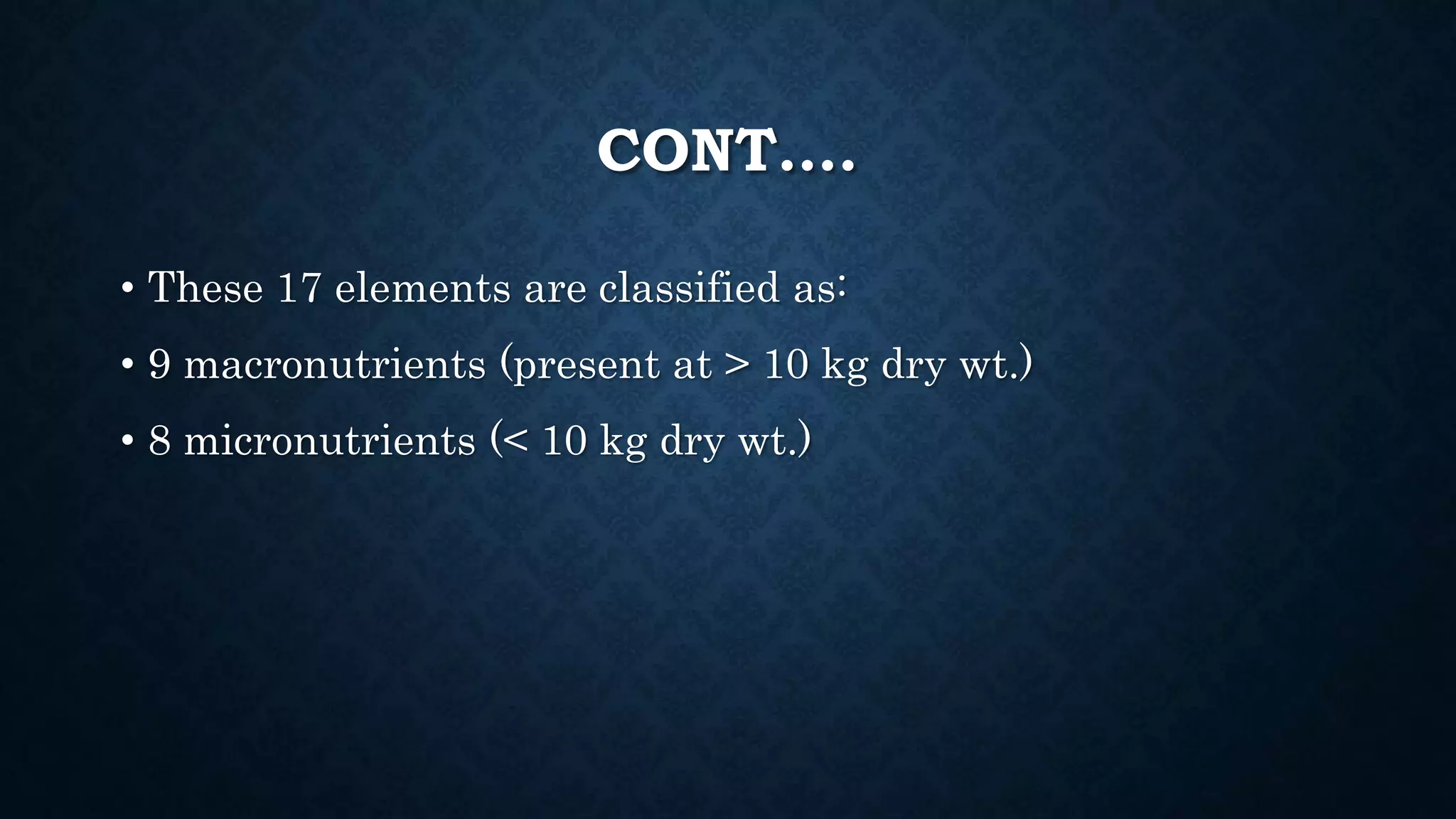 Effect and applications of different mineral nutrients on plants by Sohail
