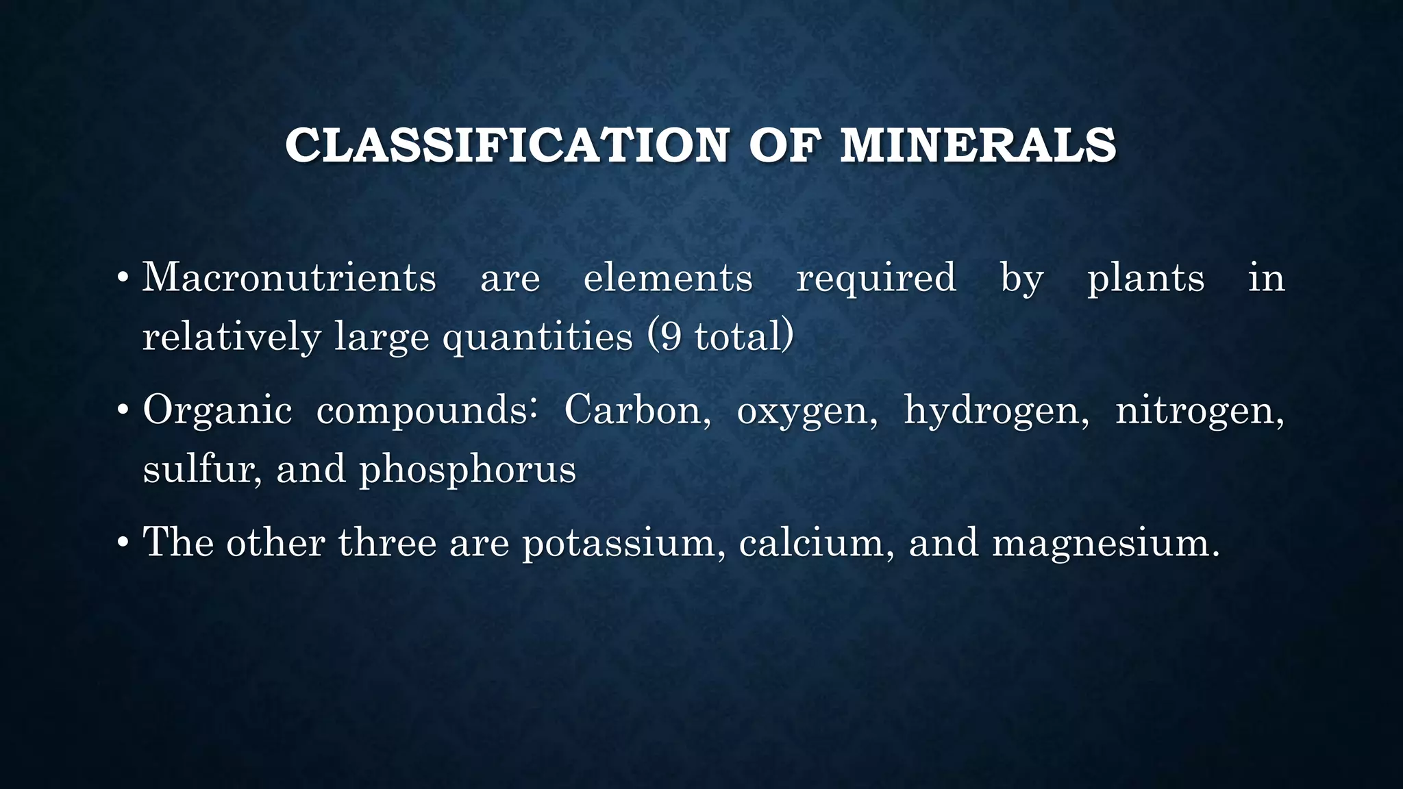 Effect and applications of different mineral nutrients on plants by Sohail