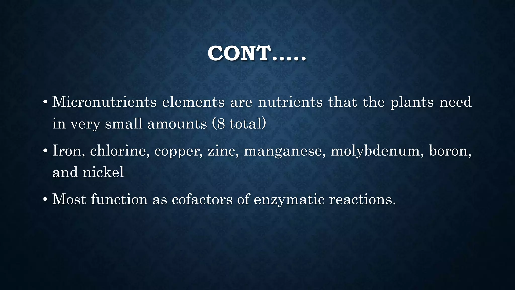Effect and applications of different mineral nutrients on plants by Sohail