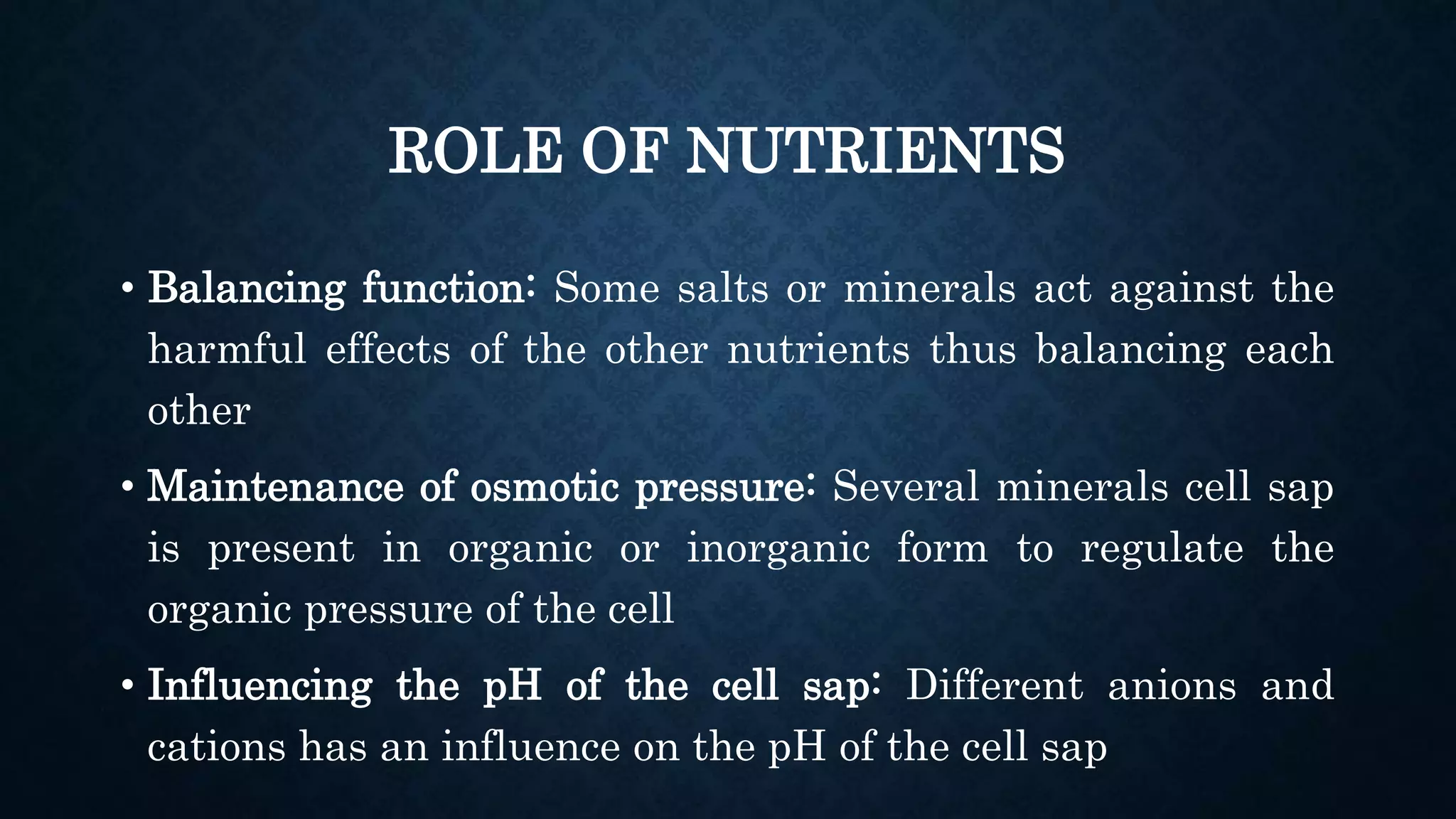 Effect and applications of different mineral nutrients on plants by Sohail