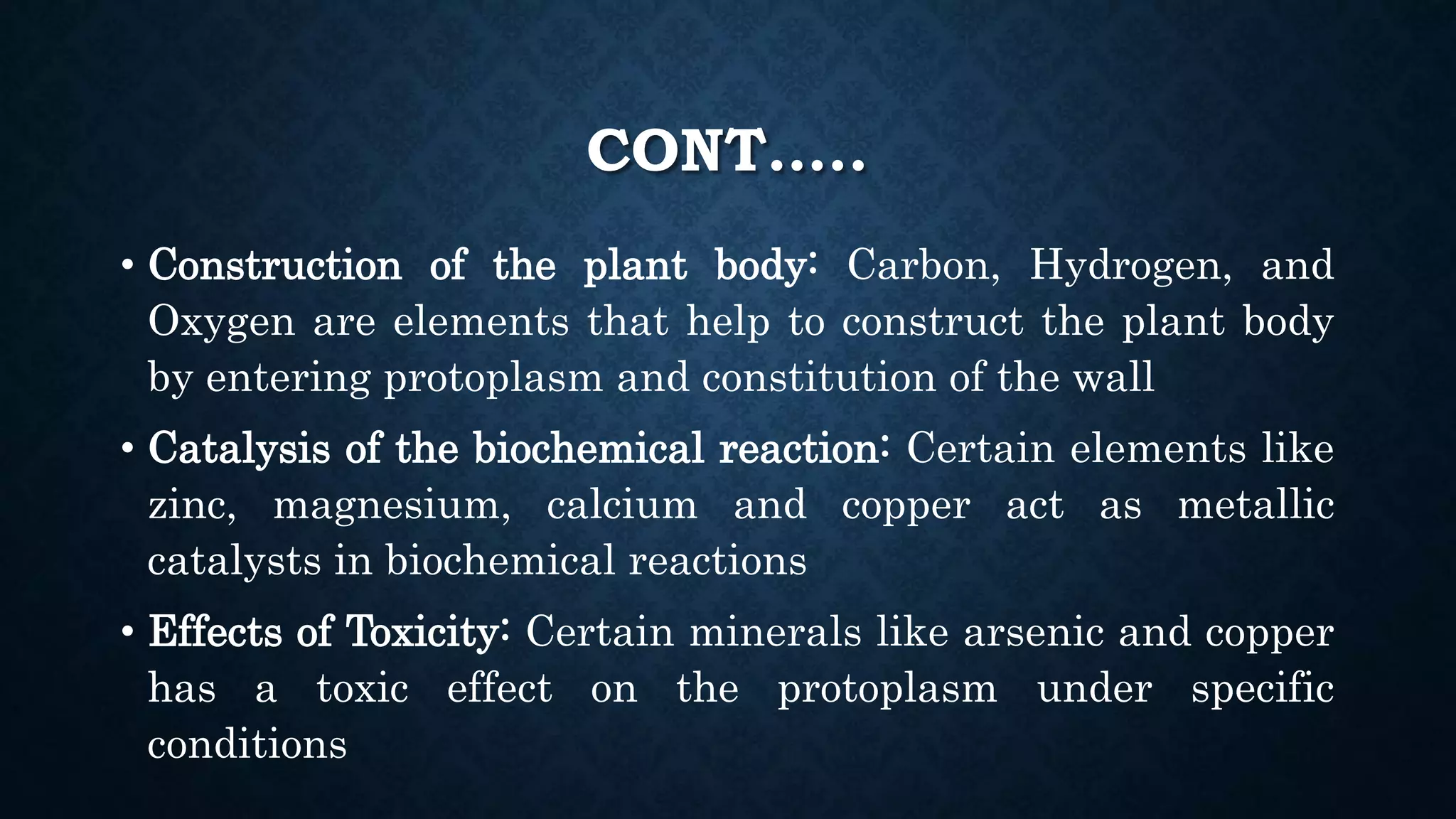 Effect and applications of different mineral nutrients on plants by Sohail