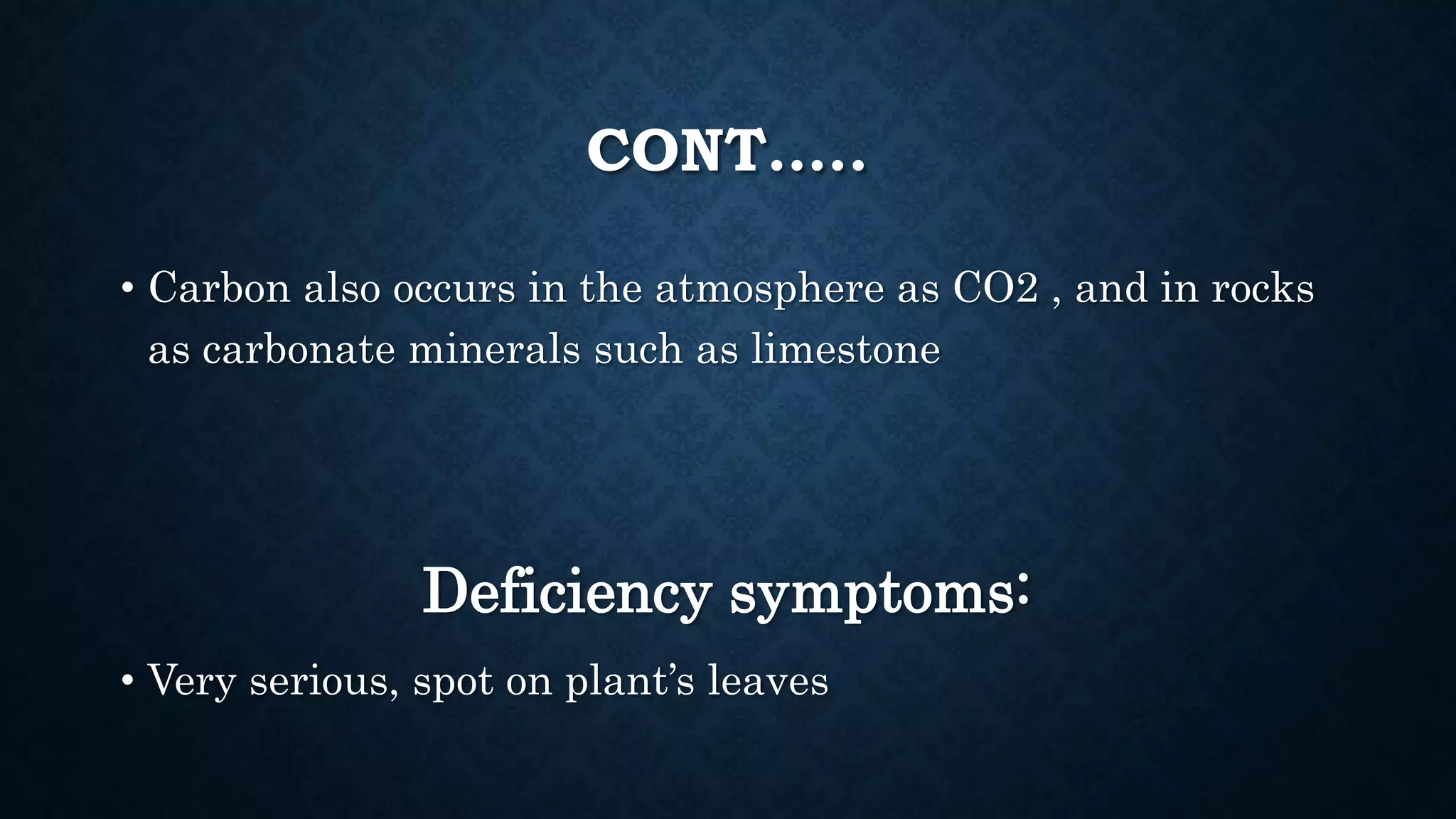 Effect and applications of different mineral nutrients on plants by Sohail