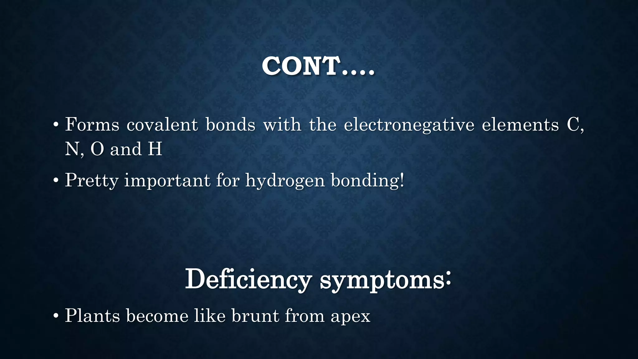Effect and applications of different mineral nutrients on plants by Sohail