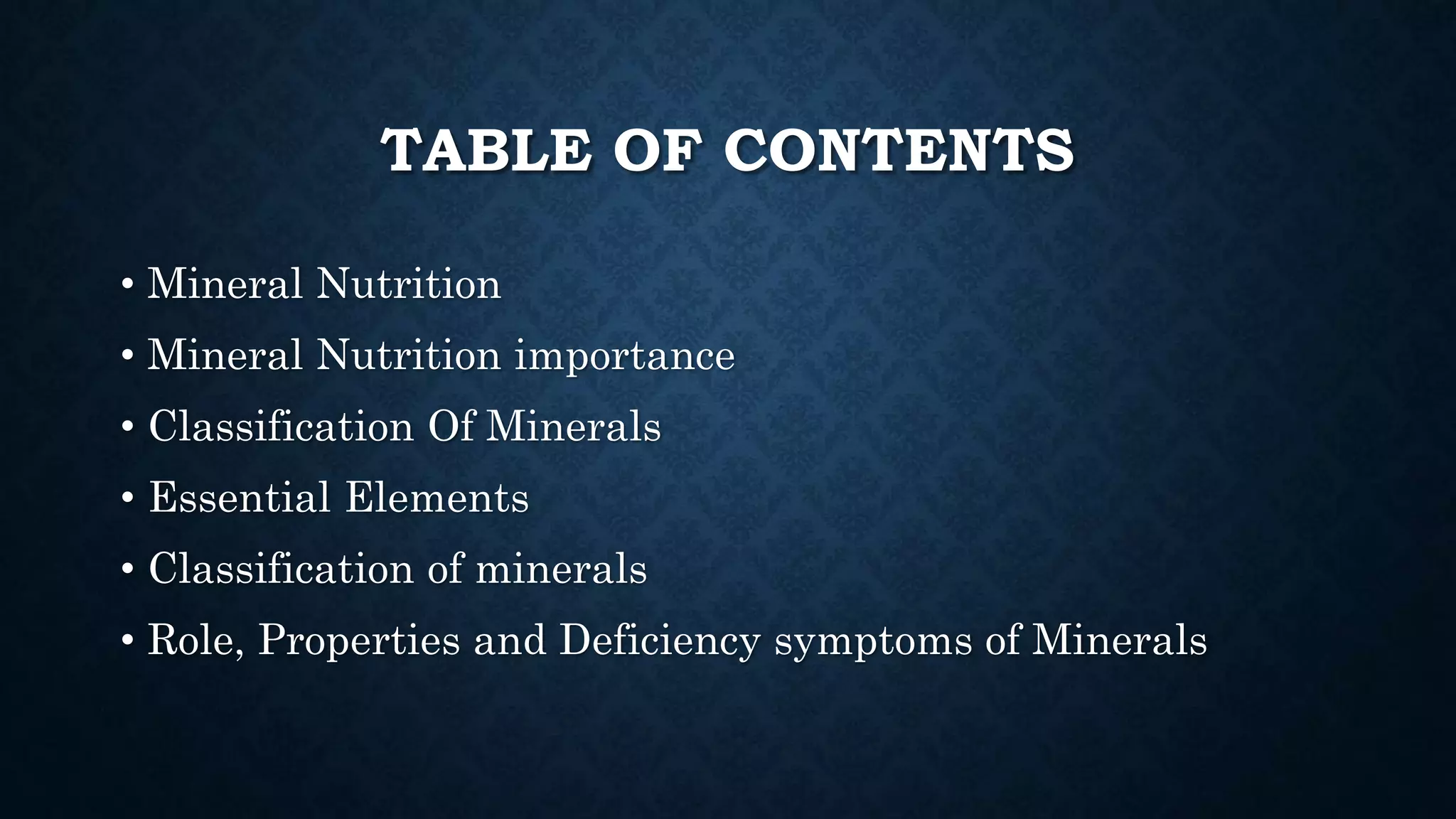Effect and applications of different mineral nutrients on plants by Sohail