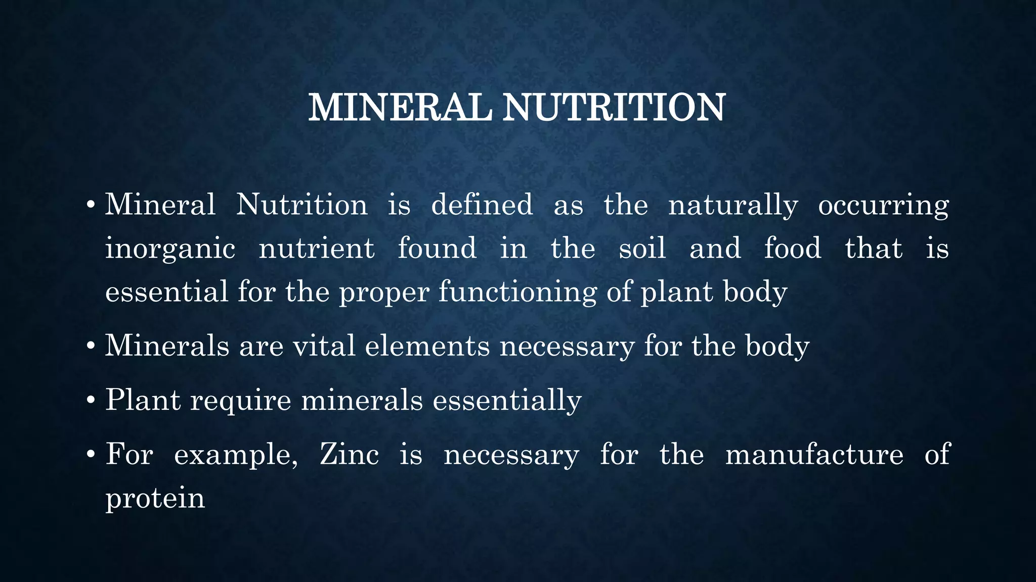 Effect and applications of different mineral nutrients on plants by Sohail