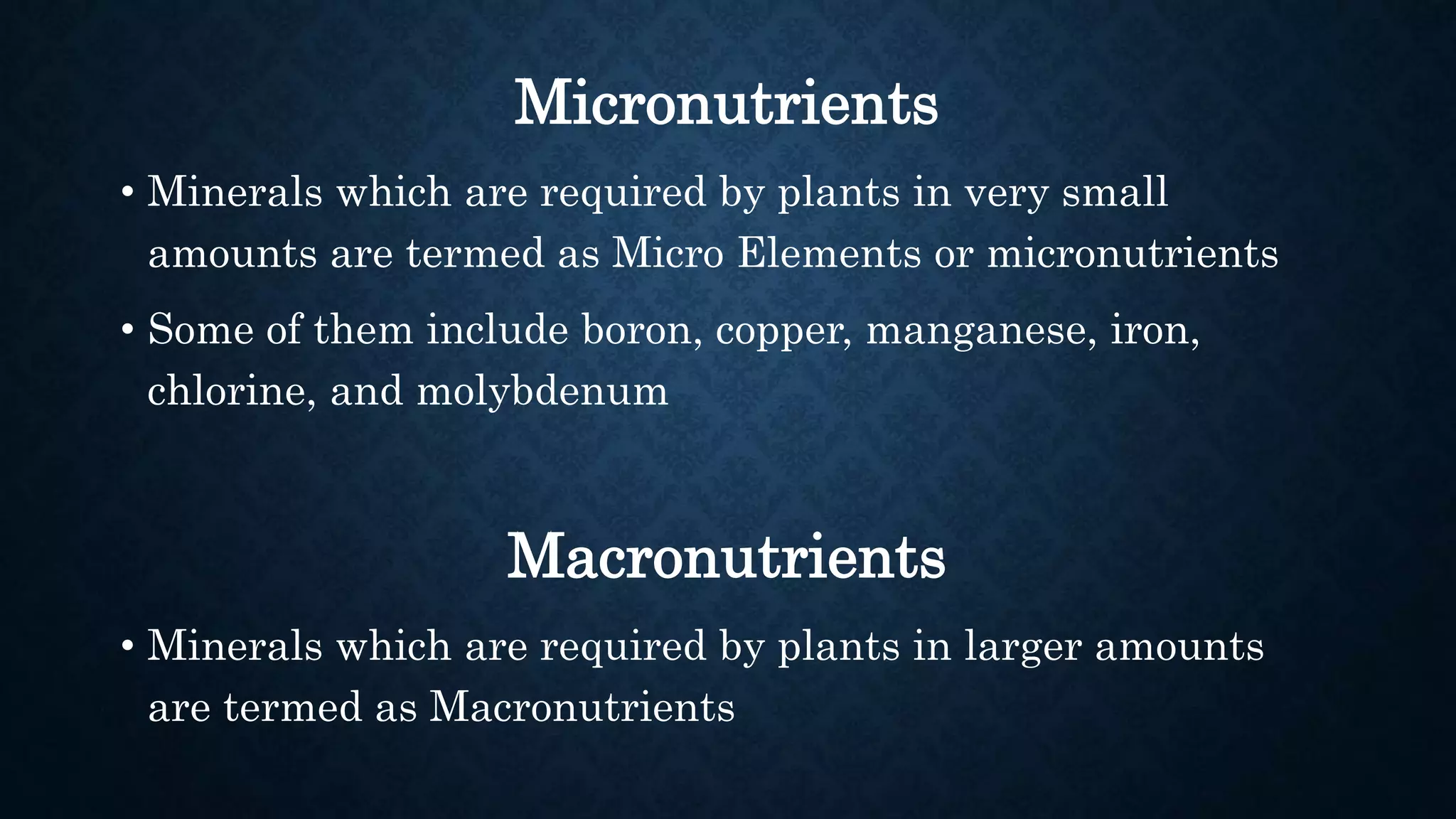 Effect and applications of different mineral nutrients on plants by Sohail