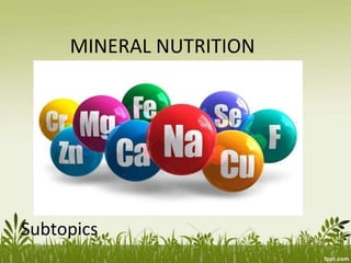 MINERAL NUTRITION
Subtopics
 