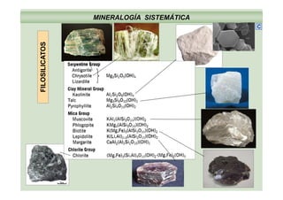 MINERALOGÍA SISTEMÁTICA
C
TOSOSILICATFILO
 