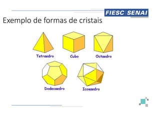 Exemplo de formas de cristais
Exemplo de formas de cristais
 