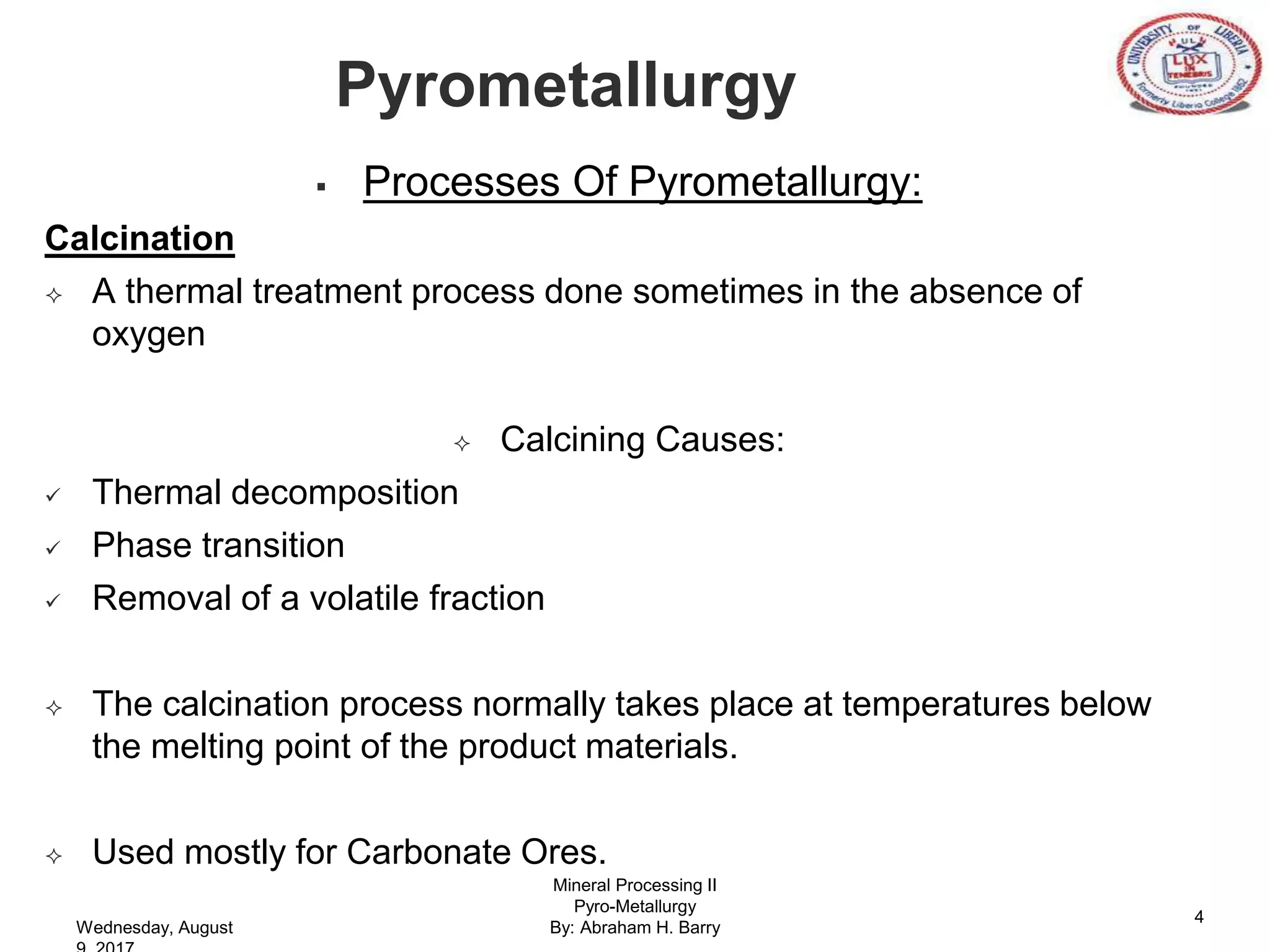 Mineral Processing (Pyrometallurgy) | PPTX