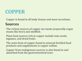 Copper Sources Shell Fish Minerals: Macro and Micro | PPTX