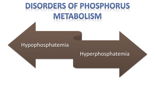 Hypophosphatemia
Hyperphosphatemia
 