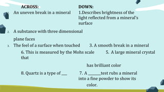 MINERALS AND ROCKS PRESETATION EARTH SCIENCE | PPTX