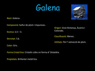 CalcopiritaNom: Calcopirita.Composició: Per coure.Duresa: 3,5 – 4.Densitat: 4,2.Color: Groc metàl·lic.Forma Cristal·lina: Mol petits i deformats.Propietats: Ric en coure.Origen: Chile. Classificació: Menes. Utilitats: Extreure’n el coure.
