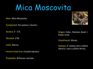 SilvinaNom: Silvina.Composició: Format  per clorur potàssi.Duresa: 4.Densitat: 1’99.Color: Taronja.Forma Cristal·lina: Masses cristal·lines de sistema regular, dominant en cubs.Propietats: Soluble a l’ aigua i de sabor amarg.Origen: Alemanya, EUA i Ucraïna.Classificació: Originats per Precipitació.Utilitats: Acompanya  a la sal als seus jaciments.