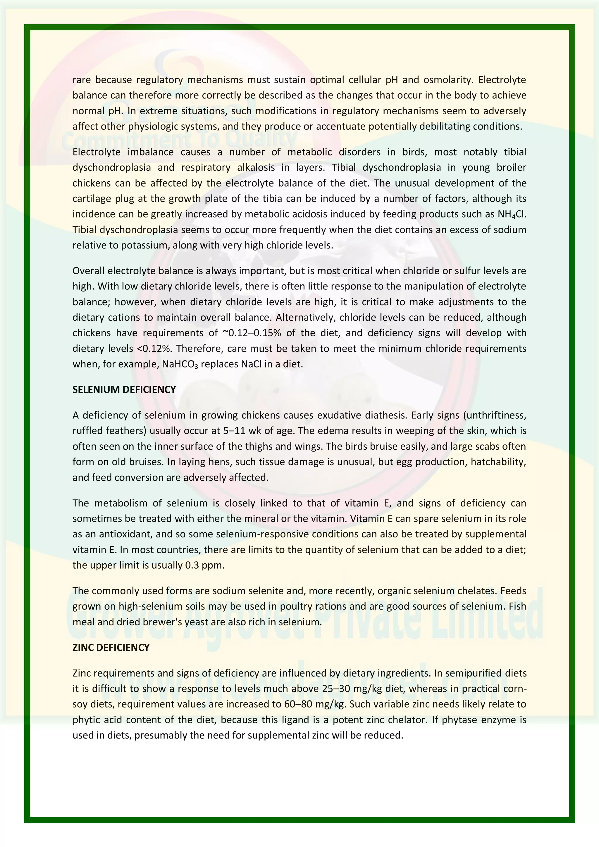 Minerals Deficiencies in Poultry Causes ,Effect & Treatment. | PDF