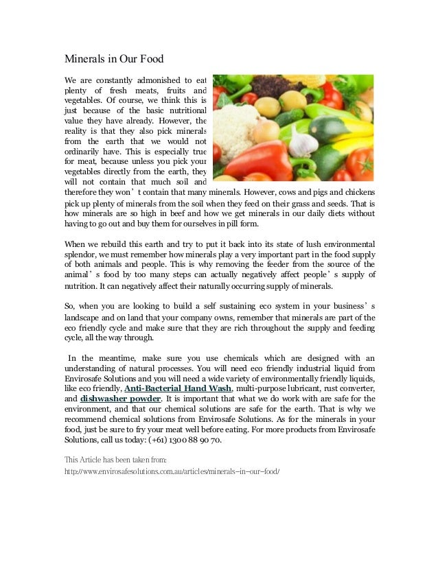 Minerals in our food