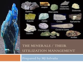 THE MINERALS / THEIR
UTILIZATION MANAGEMENT
Prepared by MJ Salvaña
 