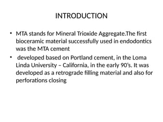 MINERAL TRIOXIDE AGGREGATE (MTA) .PPPTX. | PPTX