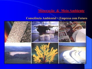Mineração & Meio Ambiente

           Consciência Ambiental = Empresa com Futuro




EDUCAÇÃO
GESTÃO
PRESERVAÇÃO
TECNOLOGIA
 