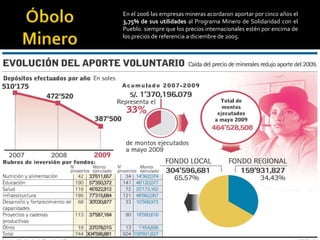 La minería crea más de 500,000 empleos (siendo, a su vez, el que mejor remunera).LAS INVERSIONES MINERAS 