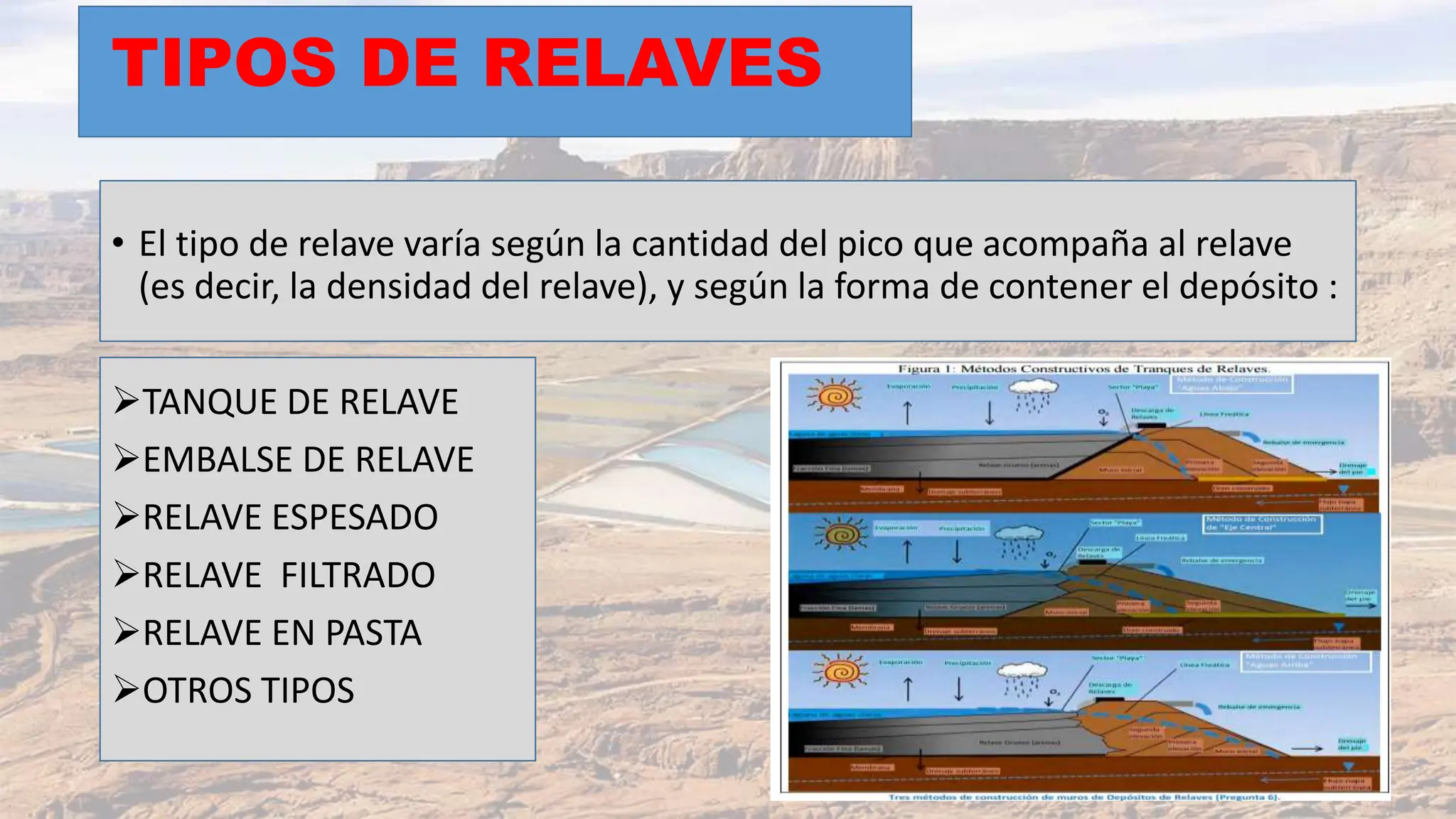 relaves en la minera , concepto , tipos de relave y sus partes | PPTX