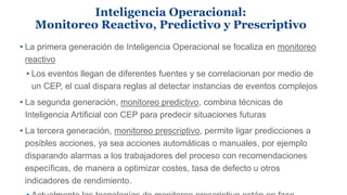 Inteligencia Operacional:
Monitoreo Reactivo, Predictivo y Prescriptivo
• La primera generación de Inteligencia Operaciona...