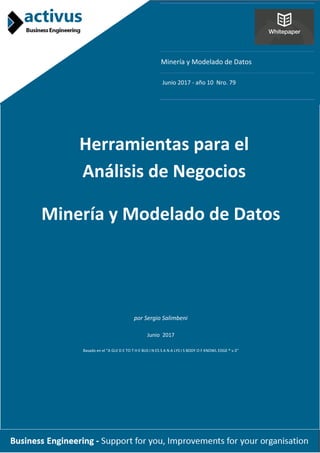 Minería y Modelado de Datos
Junio 2017 - año 10 Nro. 79
Herramientas para el
Análisis de Negocios
Minería y Modelado de Datos
por Sergio Salimbeni
Junio 2017
Basado en el “A GUI D E TO T H E BUS I N ES S A N A LYS I S BODY O F KNOWL EDGE ® v.3”
 