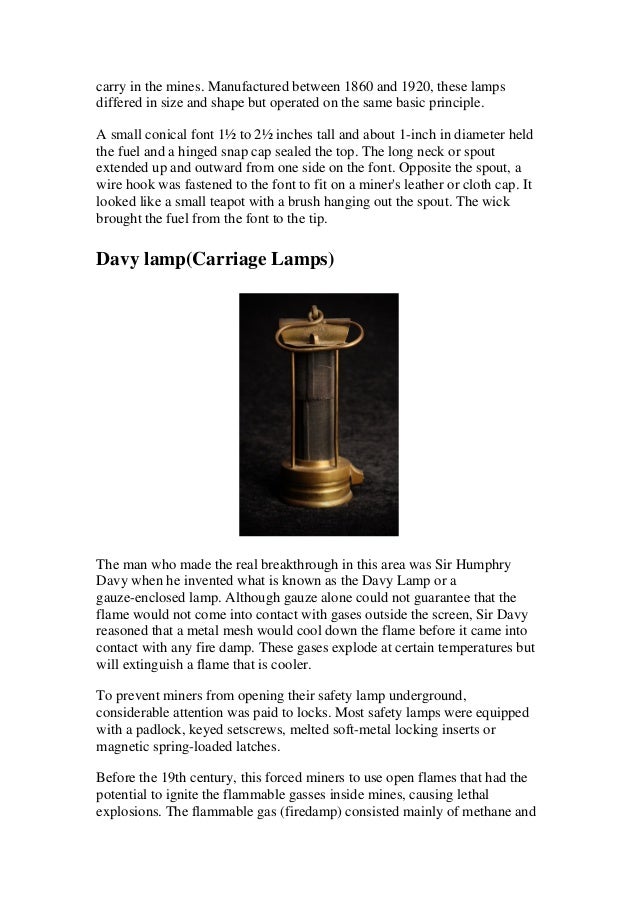 Miners lamps history
